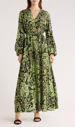 Diane Von F&uuml;rstenberg Sal Floral Tie Waist Maxi Dress in French Reflection at Nordstrom Rack, Size Xx-Small