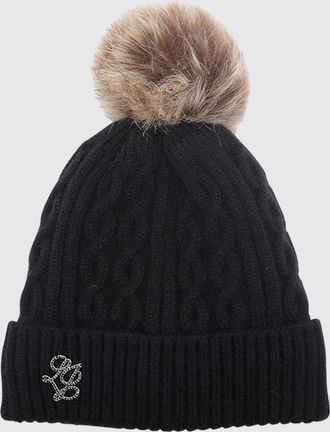 Liu Jo Berretto beanie in misto lana con pompon e risvolto con monogramma