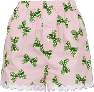 Moschino Korte Broeken, Dames, Roze, XS, Katoen, Printed Shorts