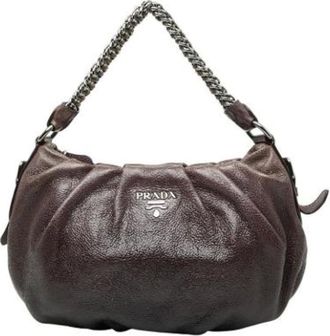 Prada Pre-owned Shoulder Bags, female, Purple, Size: ONE SIZE Pre-owned Leather Vintage Shoulder Bag