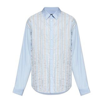 Dsquared2 Shirt met streepjespatroon - Heren - Casual Overhemden - Blauw - XL - Katoen - Overhemden