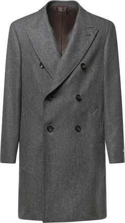 Canali Double-Breasted Coats - Heren - Mantel - Grijs - L - Jassen