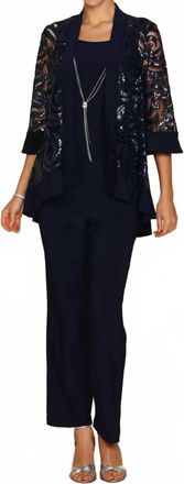 R & M Richards Formal Pantsuit In Navy