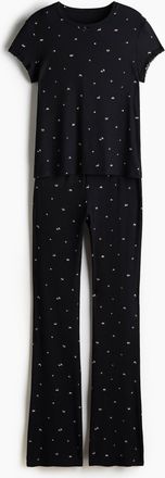 H&M Pyjama aus geripptem Modal - Schwarz