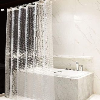 OEM Cortina De Ducha De 180x200 Cm, 100% Material Eva, Semitransparente, Impermeable Y Resistente Al Moho, Sin Pvc, Con Estampado De Cubos De Agua En 3d, 