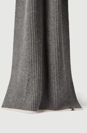 Brunello Cucinelli Cashmere English rib knit scarf with monili in Lead at Nordstrom