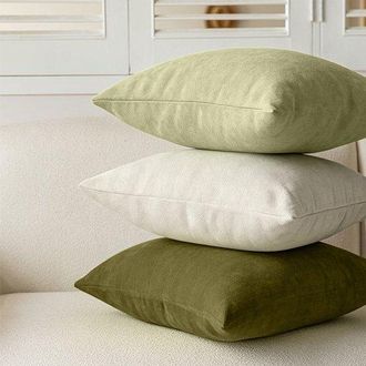 OEM Juego De 3 Fundas Decorativas De Chenilla Para Cojines De Sof&aacute;, Suaves Y C&oacute;modas Para El Sal&oacute;n Y El Dormitorio, Blanco + Azul + Gris, 50 X 50 Cm