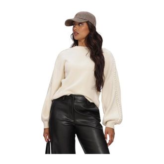 Object Object - Objhannah L/S RE Knit Pullover Noos - Dames - Truien - Wit - Maat: S Nylon