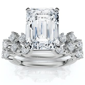 Pompeii3 Certified 3 1/4Ct Emerald Diamond Bridal Set 14k Gold or Platinum Lab Grown