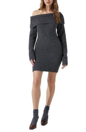 ASTR the Label Leya Off the Shoulder Sweater Dress in Charcoal at Nordstrom Rack, Size Large