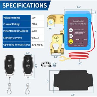 OEM Interruptor De Desconexi&oacute;n De Bater&iacute;a Con Control Remoto De 12 V Y 240 A, Disyuntor Autom&aacute;tico, Para Coche, Cami&oacute;n, Barco - Crezuo