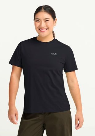 Jack Wolfskin T-Shirt JACK WOLFSKIN ESSENTIAL T W, Damen, Gr. L (42/44), schwarz, Obermaterial: 100% Baumwolle, normal, Rundhals, Shirts T-Shirt