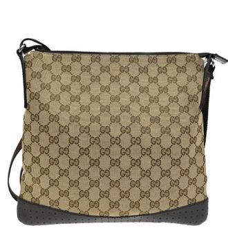 Gucci Vintage, unisex, Bruin, ONE Size, Pre-owned Vintage Canvas Cross Body Bag