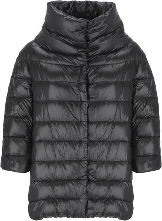 Herno Black High Neck Cropped Quilted Down Jacket