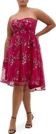 City Chic Ambrosia Lace Fit & Flare Dress in Raspberry at Nordstrom, Size 18W