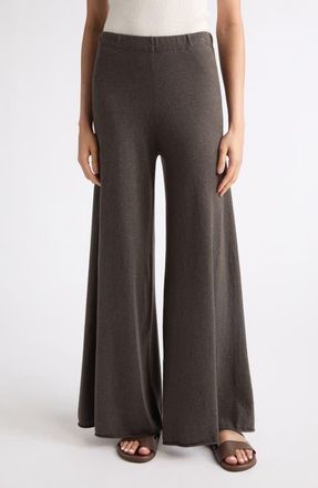 Lisa Yang Ainsley Cotton & Cashmere Wide Leg Pants in Deep Walnut at Nordstrom, Size 0
