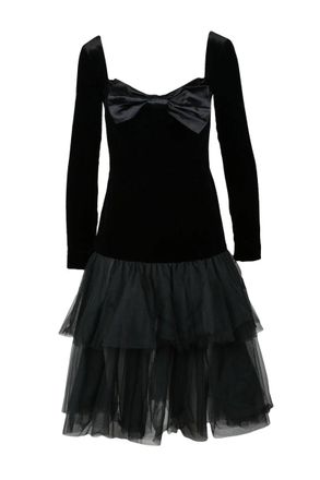 Alessandra Rich Velvet and Tulle Dress - Black