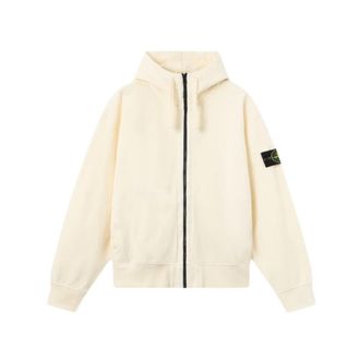 Stone Island Katoenen Hoodie met Rits - Heren - Vesten met rits - Wit - M - Katoen - Hoodies & sweatvesten