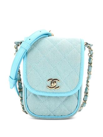 Chanel Flap Clutch with Chain Quilted Denim Mini shoulder bag - women - Denim - One Size - Blue