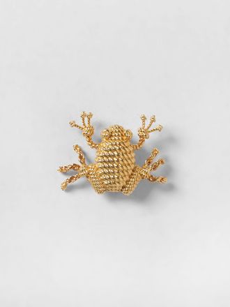 Loewe Spilla Rana in ottone color oro con logo inciso