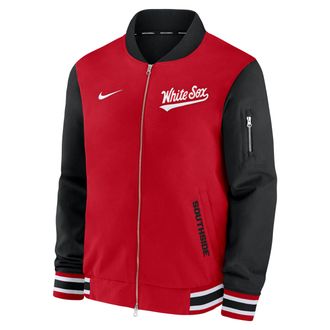 Nike Chicago White Sox Authentic Collection City Connect Nike Mens MLB Full-Zip Bomber Jacket in Red | 02F311QVRX-Z8A
