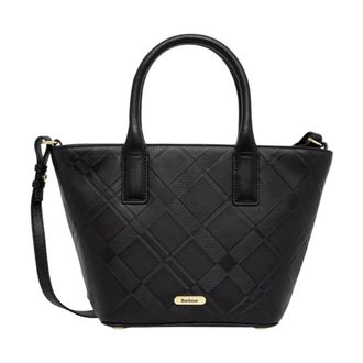 Barbour Tassen, Dames, Zwart, ONE Size, Katoen, Birch Deboss Leren Tote