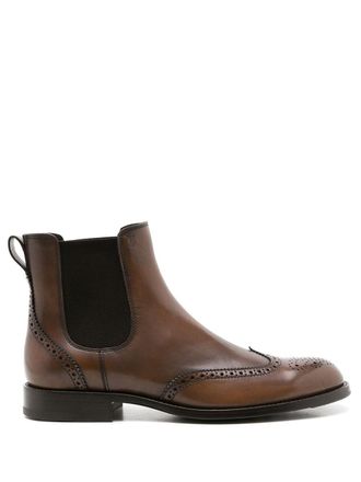 Tod's perforated leather ankle boots - Brown