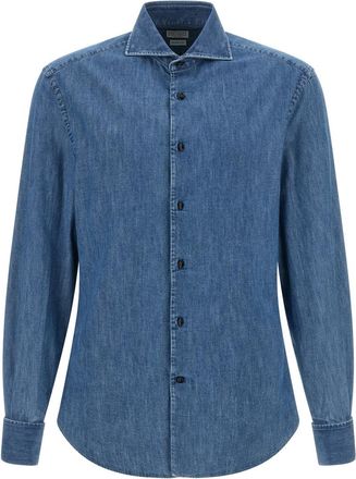 Brunello Cucinelli Blue Slim Solid Shirt