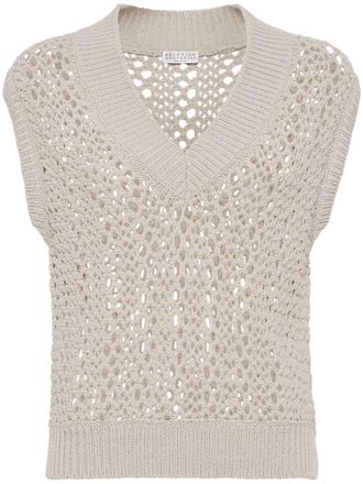 Brunello Cucinelli Mouwloze top - Beige