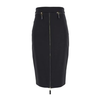 Elisabetta Franchi Dames, Rokken, Zwart, Maat: L Leer