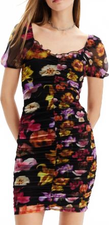 Desigual Short Ruched Dress In Black
