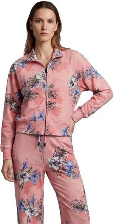 Lords of Harlech Exotic Floral Womens Cropped Zip Jacket in Exotic Floral Coral at Nordstrom, Size Xx-Large
