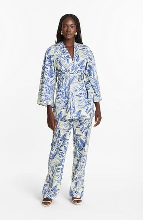 Diarrablu Leer Pants Toile Blu in Printed Cotton Poplin at Nordstrom, Size 3X-Large
