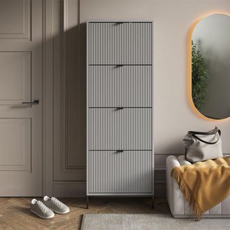 Vicco Scarpiera da ingresso Eliza, Grigio, 60 x 168 cm con 4 cassetti pieghevoli, Vicco