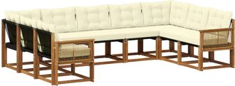 vidaXL Conjunto De Sof&aacute;s De Exterior 9 Uds. Natural Y Crema Vidaxl