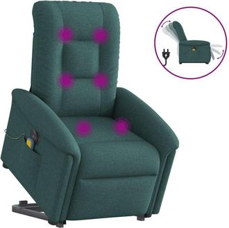 vidaXL Sill&oacute;n Masaje El&eacute;ctrico Reclinable Elevable Tela Verde Oscuro Vidaxl