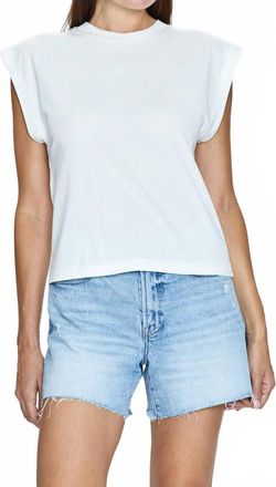 Pistola Denim Marina Wide Shoulder Muscle Tee Top In Le Blanc