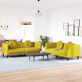 vidaXL Vidaxl - Juego De Sof&aacute;s Con Cojines 2 Piezas Terciopelo Amarillo