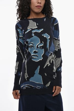 Stella McCartney Maglia Girocollo in Lana Vergine a Fantasia Stella McCartney
