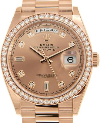 Rolex Day-Date 36 Rose Diamond Dial Automatic 18kt Everose Gold President Watch 128345PDP