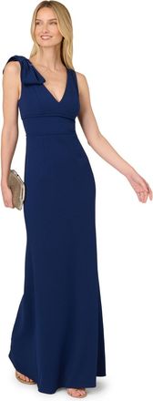 Adrianna Papell Womens Mermaid Crepe Dress - Blue - Size 20 UK