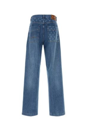 Marine Serre Mens Light Blue Denim Straight Jeans Bl05lightblue Exterior: Cotton