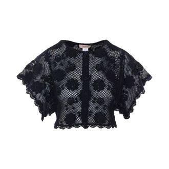 Twinset Cardigans, female, Black, Size: M Openwork Knit Cardigan