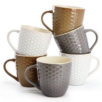 Elama Honeycomb 6-Piece 15 oz. Mug Set in White at Nordstrom