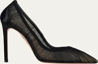 Aquazzura 105mm Voile Tulle Pointed-Toe Pumps