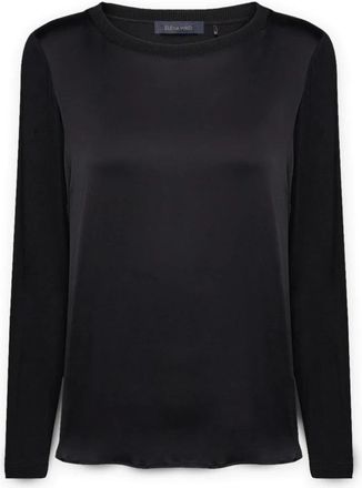 Elena Miro T-shirt gemaakt van Viscose Lenzing Ecovero - Dames - Longsleeves - Zwart - S - Satijn - Tops