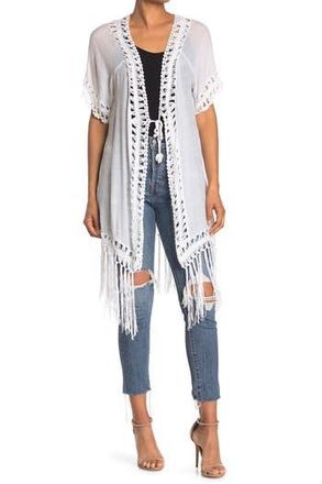 Forgotten Grace Mixed Media Fringe Trim Topper in White at Nordstrom Rack, Size X-Large