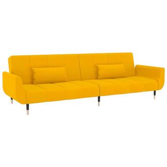 vidaXL Vidaxl - Sof&aacute; Cama De 2 Plazas Con Dos Cojines Terciopelo Amarillo