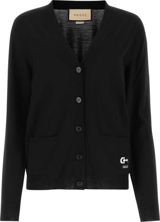 Gucci Black Stretch Wool Blend Cardigan