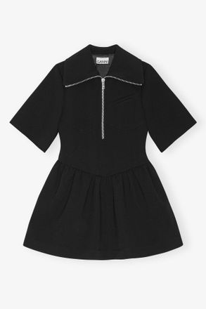 Ganni Black Bonded Crepe Mini Dress - Size 10/12